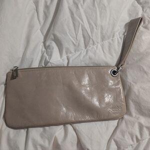 HOBO Shiny Beige Wristlet Clutch
